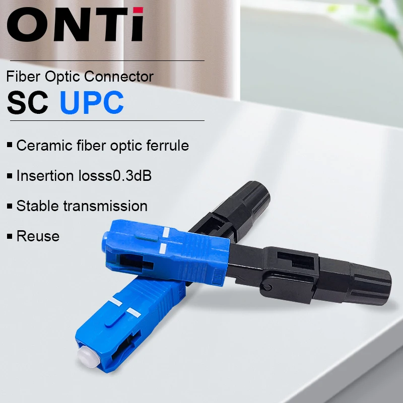 ONTi 50-400 sztuk wbudowane szybkie złącze światłowodowe SC UPC FTTH jednomodowe szybkie złącze optyczne SC Adapter montaż terenowy - AliExpress 509