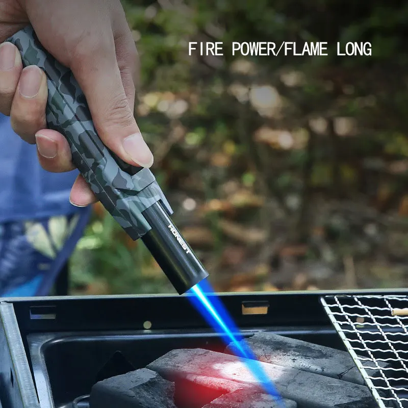 

2022 Honest Kitchen Outdoor BBQ Metal Windproof Cigar Big Jet Flames Lighter Turbo Torch Fire Gas Lighters Men's Gift