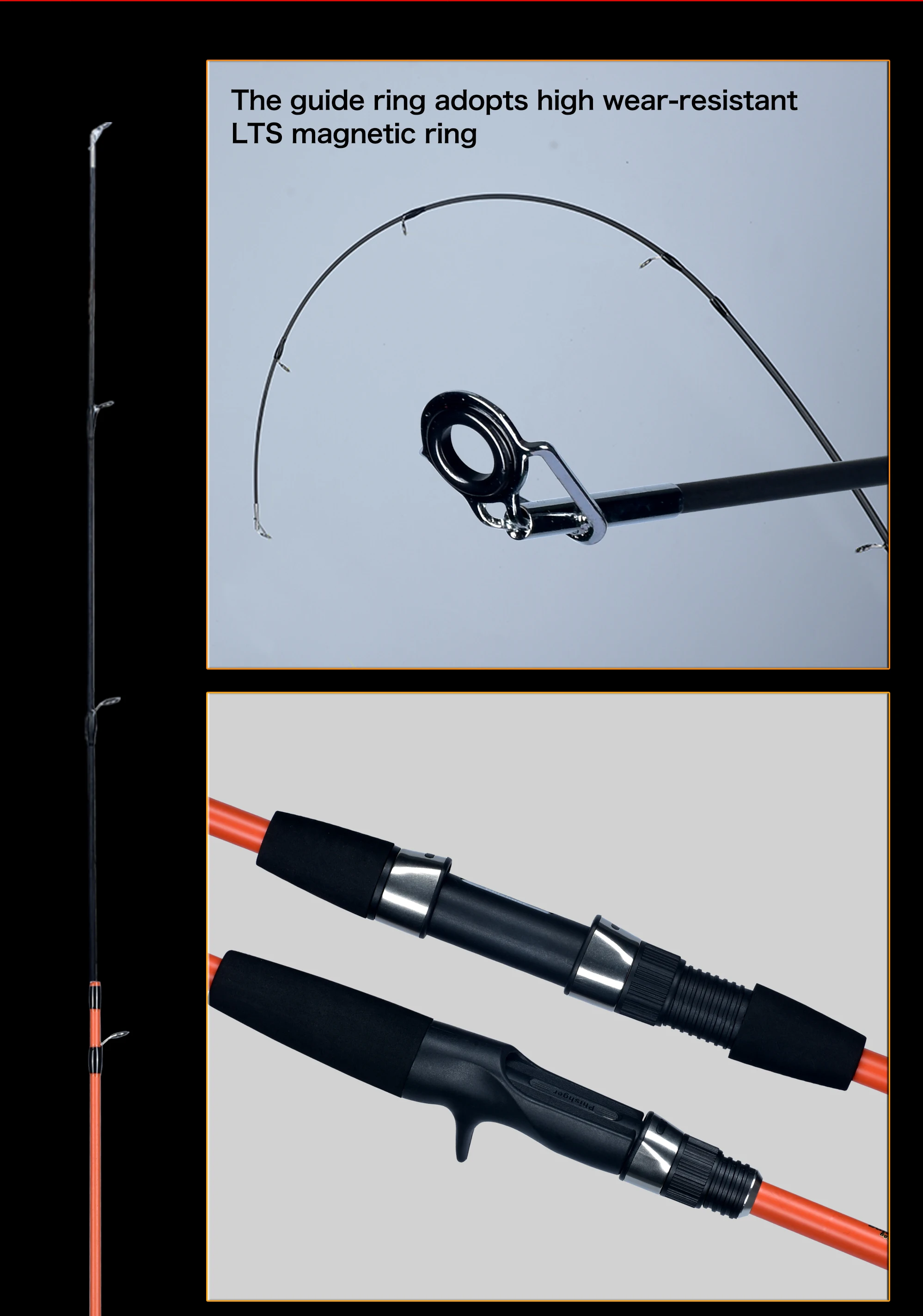 (e) - PHISHGER - Vara de pesca fiação fundição Mini Rocha  2.1/1.8m De carbono viagem baitcasting peso 3-18g Ultraleve rápido Lure WINTERPole