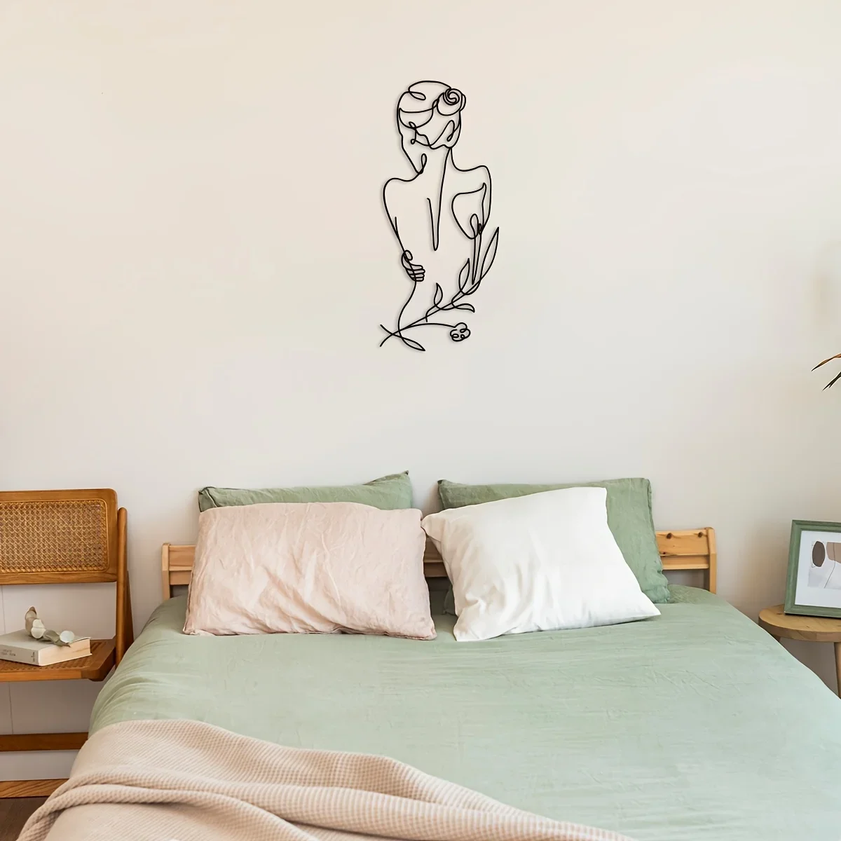 Minimalistische Wandkunst aus Metall mit Paar-Silhouette – modernes Liebessymbol aus schwarzem Stahl für Schlafzimmer/Wohnzimmer – Detail 7