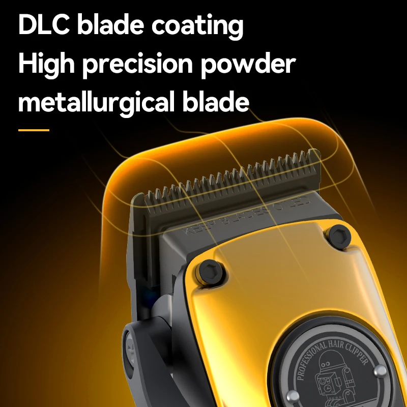 Kemei Barber Hair Clipper Brushless Motor DLC Fade Blade Hair Trimmer Rechargeable Cordless Electric Taper Hair Cutting Machine