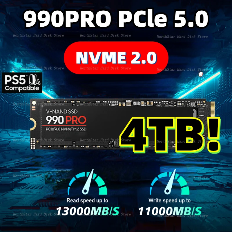 

990 PRO 4TB 2TB 1TB M.2 2280 SSD PCIe4.0 NVMe Gaming Internal Solid State Hard Drive Up To 10800MB/s for PS5 Desktop Laptop