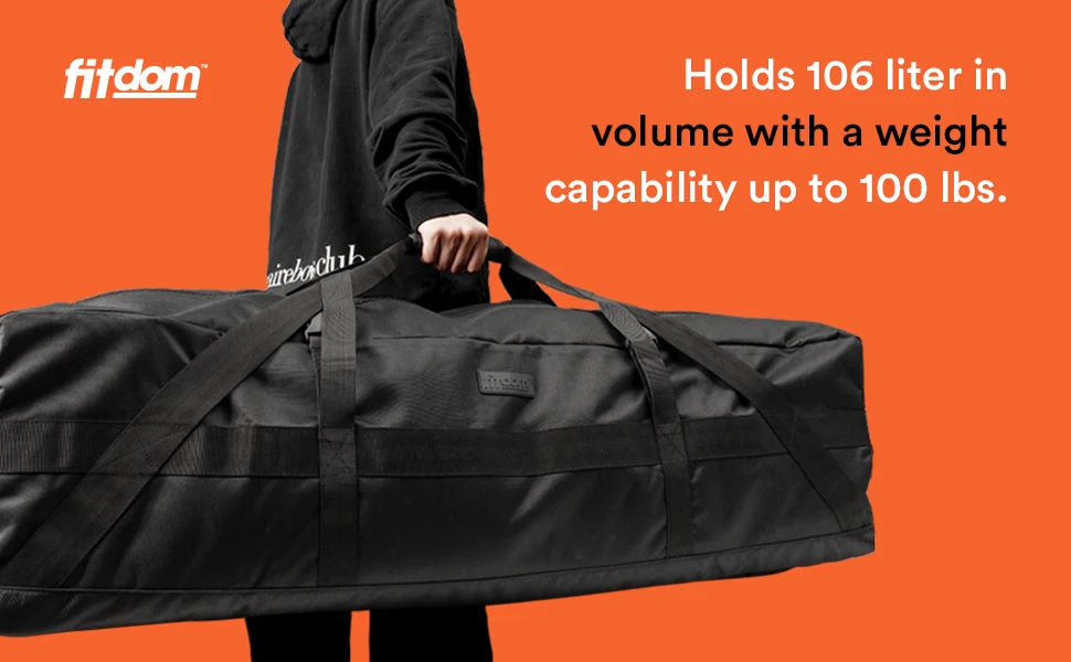 Holds 106 liter volume with a weight capability up to 100 lbs.