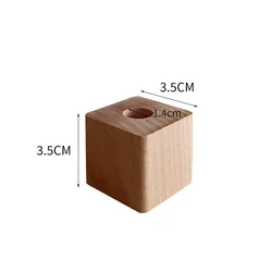 Walnut Wood Square Pen Holder for Desk Stationery Storage (Beech)