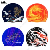 【YINGFA】Printed Silicone Swimming Cap, High Toughness Universal Swimming Cap, Professional Watersport Hat Suitable For Men Women 1