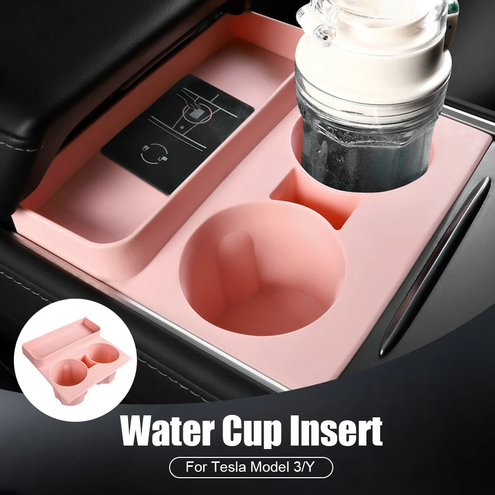 Cup Holder Compatible Center Console Car Silicone Cupholder with ABS Mini  Storage Box For Tesla Model 3 Model Y 2021 2022 - AliExpress