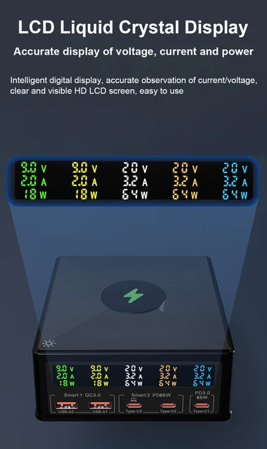 ASOMETECH 6 Ports Station De Charge USB Multiple 65W USB C - Temu Canada