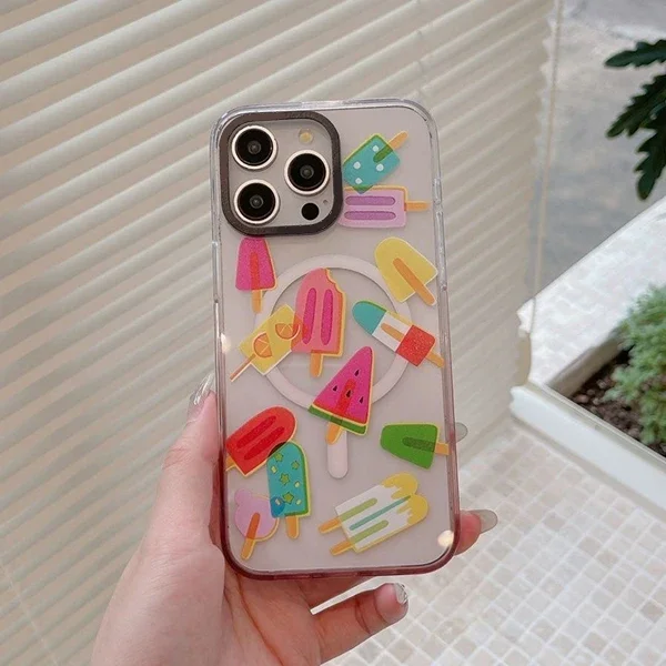 Watermelon Ice Lolly Pink Gradient Transparent Border IPhone 13 14 15 Pro Max Case with MagSafe