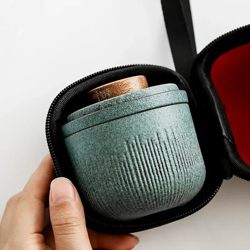 Travel Tea Set Outdoor Vehicle Quick Cup One Pot Two Cup Mini Carrying Case Filter Tea Shockproof Fulfillment Organizer