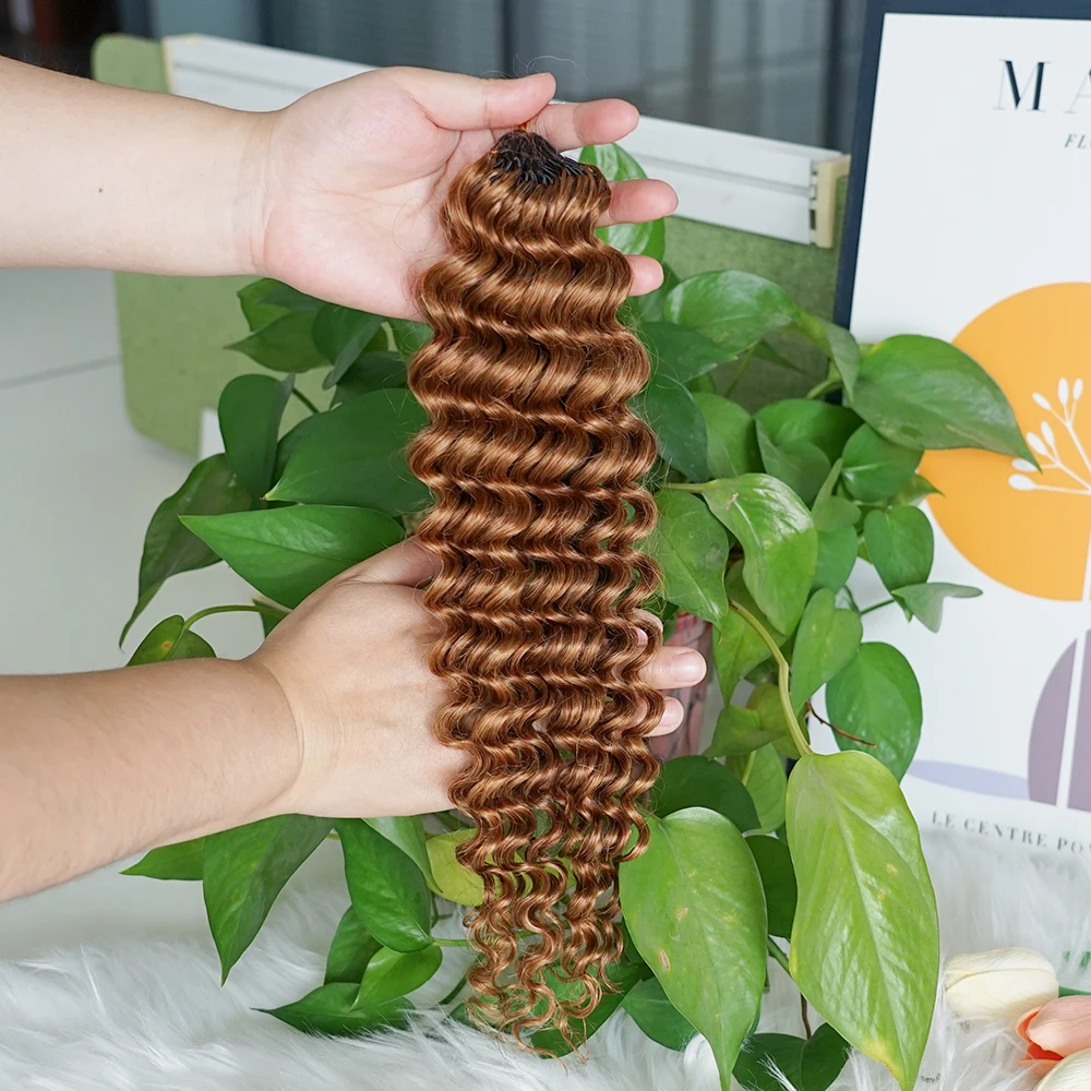 #30 Colored 100% Human Hair for Highlight Miracle Knots Crochet Deep Wave Feather Crochet Boho Braids Wavy Bulk Hair Extensions 3