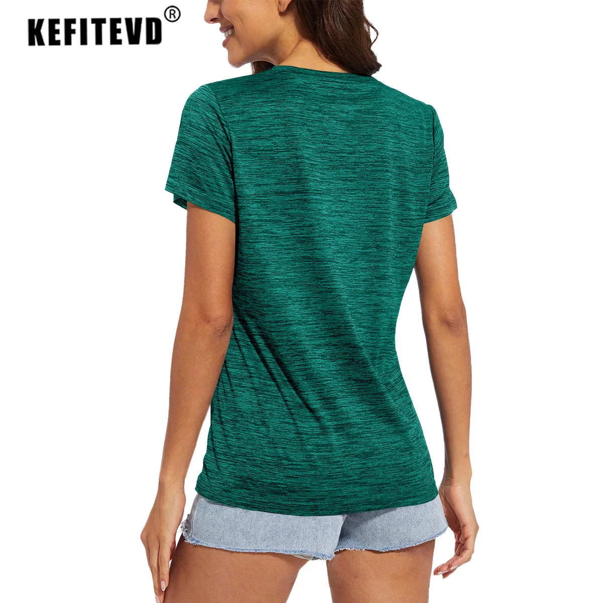 KEFITEVD Summer Quick Dry Shirts Women Casual Running T-shirt Lightweight Moisture Wicking Athlete Tops Gym Yoga Workout T-shirt 4