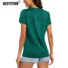 KEFITEVD Summer Quick Dry Shirts Women Casual Running T-shirt Lightweight Moisture Wicking Athlete Tops Gym Yoga Workout T-shirt 4
