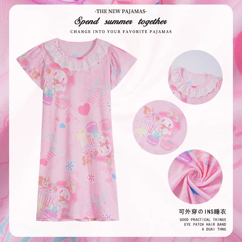 여아용 잠옷 및 로브, 공주 원피스 잠옷 로브, 아동복, 2024 여름