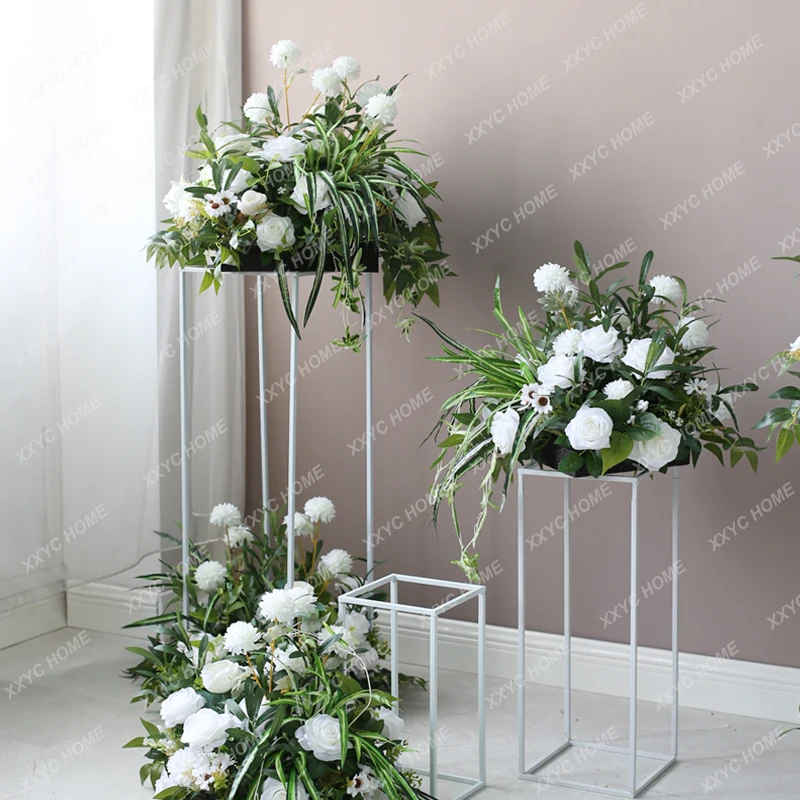 

Road Lead Flower Rows Wedding Stage Artificial Flower Roman Column Flower Stand Dessert Column Art Gallery Ornamental Flower