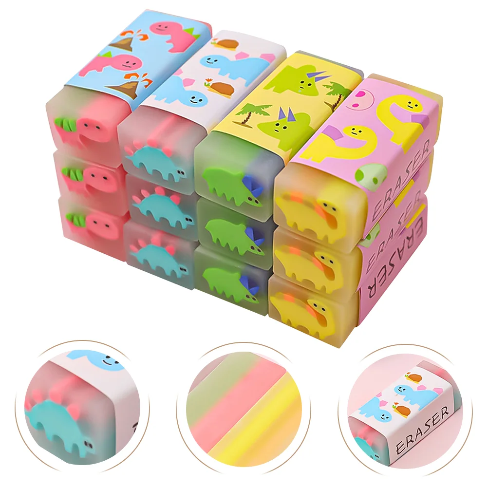 

12 Pcs Dinosaur Eraser Mini Toys Kids Adorable Students Erasers Christmas Cartoon Dinosaurs Pvc Kawaii Child Designed