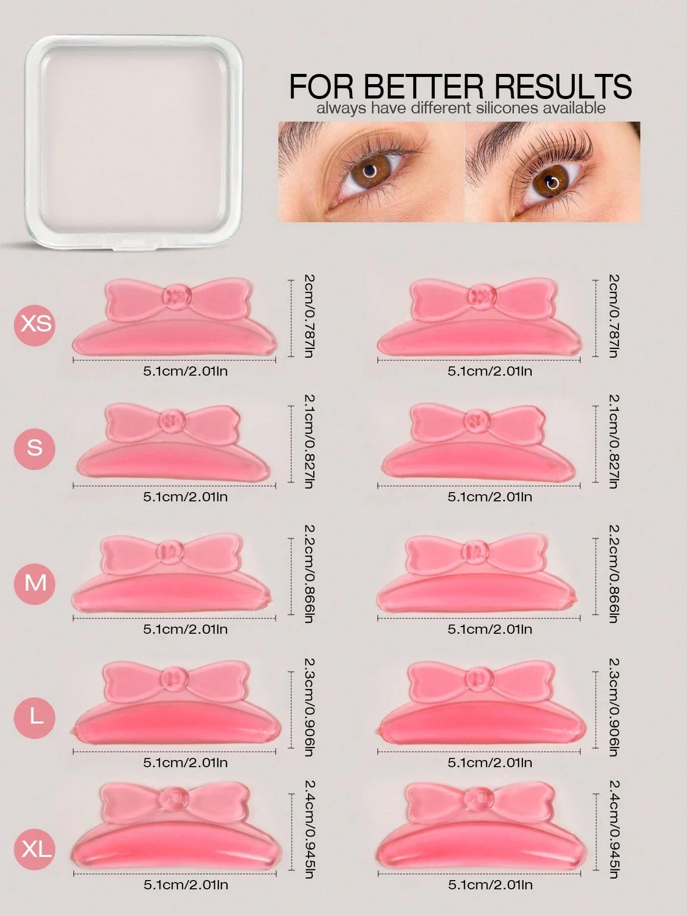 5쌍의 귀여운 리본 모양 속눈썹 리프트 막대, 속눈썹 컬링 및 리프팅용, 재사용 가능한 실리콘 속눈썹 막대