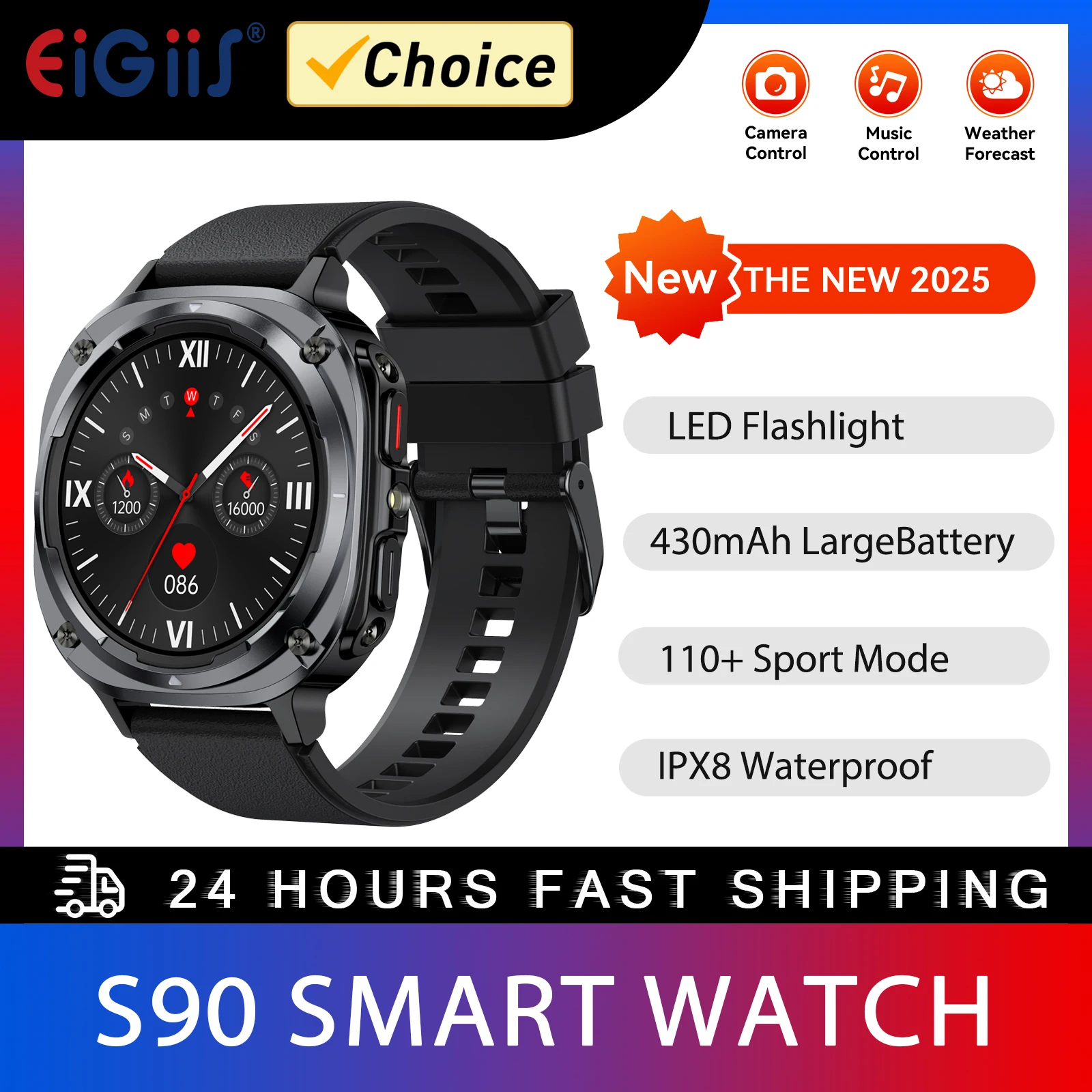 EIGIIS Smart Watches for Men with Screen Sport Modes