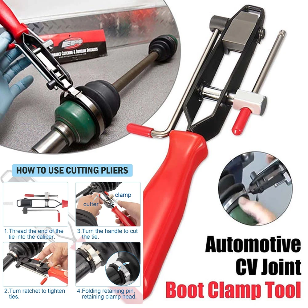 CV Joint Crimp Clamp Pliers Set Stainless Steel Car Banding Tool Ear Boot Tie Pliers or CV Boot Clamps for Auto