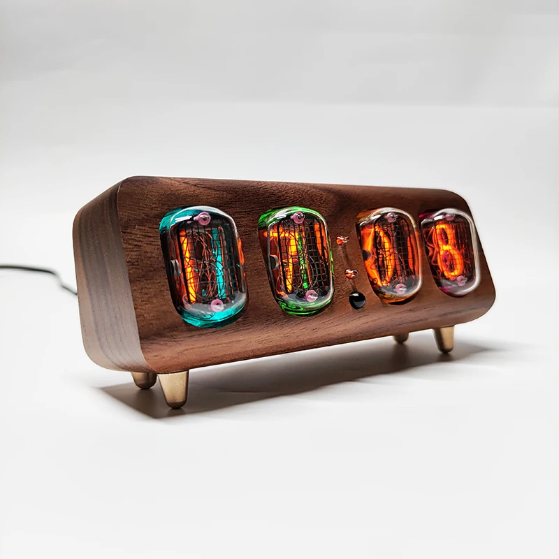 4-Bit IN12 Retro Glow Tube Clock Digital Desk Clock Alarm Mobile Bluetooth Phone Remote Control Study Decoration Friend Gift digital clock table clock digital desk clock