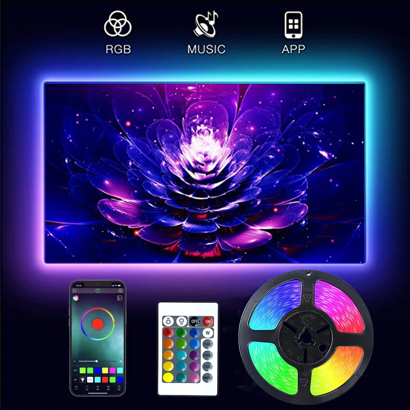 Светодиодная лента RGB 2835 5 В USB Bluetooth ИК-управление освещение рабочий стол экран