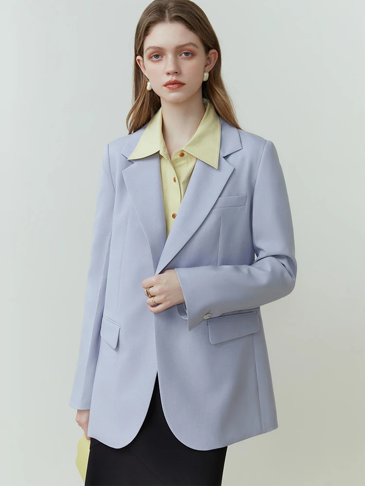 FSLE Shoulder Pad Design Korean Style Suit Jacket Two Button Design Solid Loose Casual Blazer Office Lady Notched Collar Jackets