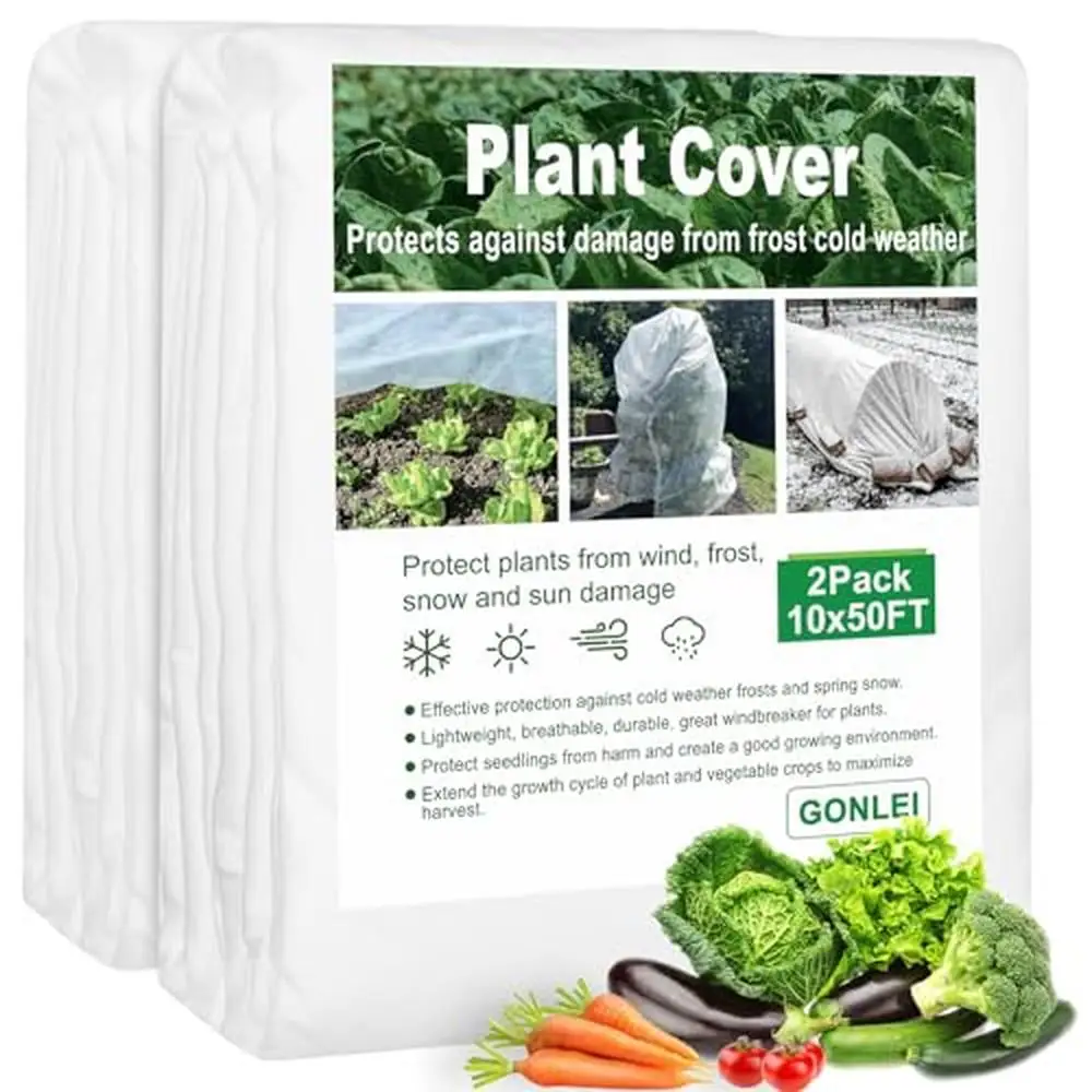 Plant Frost Protection Cover 10 x 50 ft 2Packs Blanket Garden Row Cloths Outdoor Plants Seedlings Shield Wind-proof Easy to Use