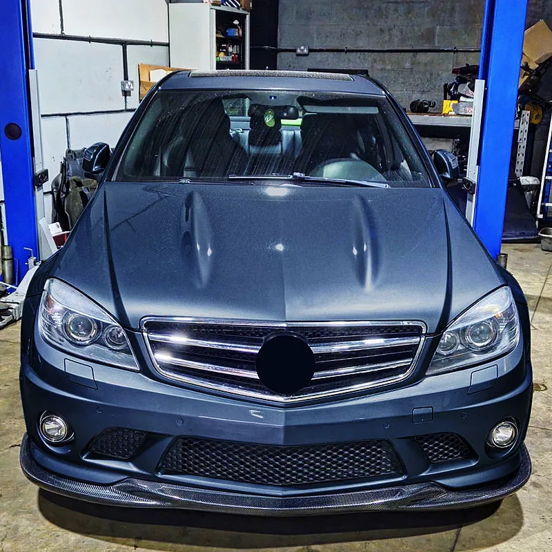 For Mercedes Benz W204 C Class Sedan C63 AMG 3 pcs/Set Car Front Bumper Lip Diffuser Spoiler Gloss Black Body Kits Tuning