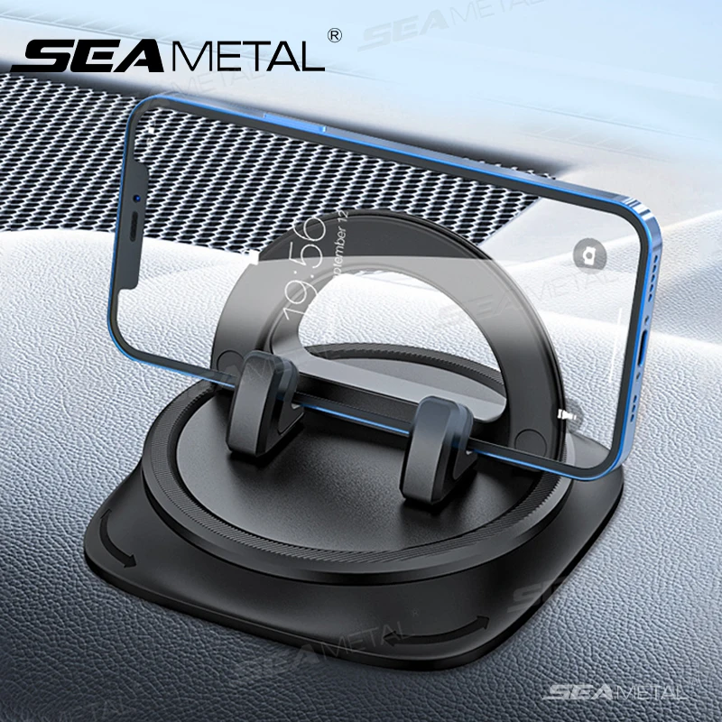 Black ABS Silicone Car Phone Holder with 360 Degree Rotation