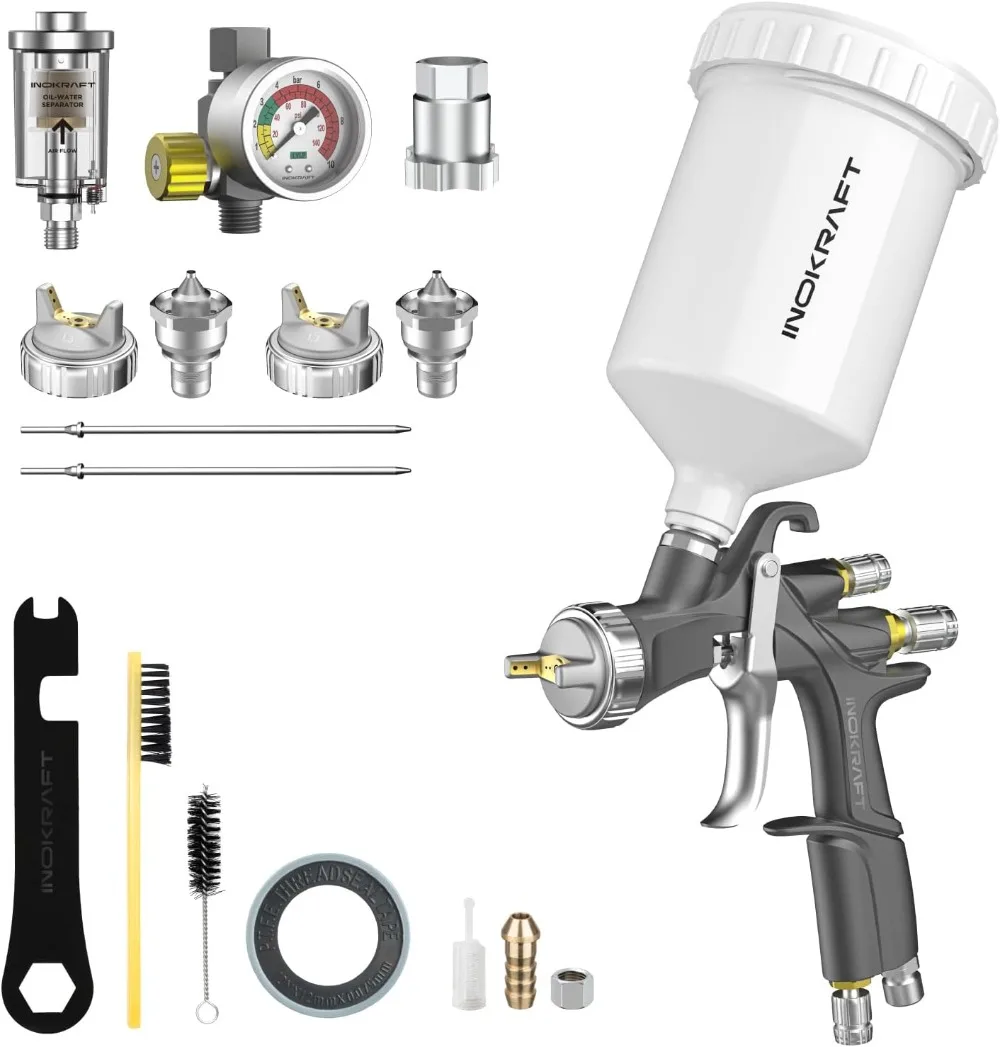 

D1 LVLP Air Spray Gun Premium Kit Easy Use Paint Gun for Cars & House DIY Painting 1.3/1.5/1.7mm Nozzles Paint Sprayer