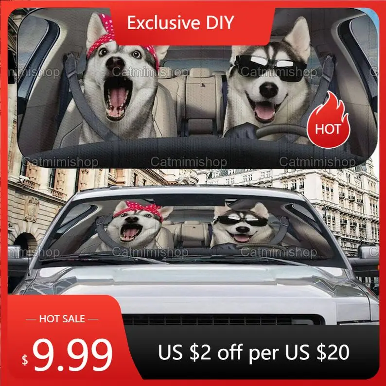 

Husky Car Sun Shade, Funny Husky Couple Car Sunshade, Husky Sun Shade, Gifts For Him, Gifts For Her, Gift For Couples LNG162112A