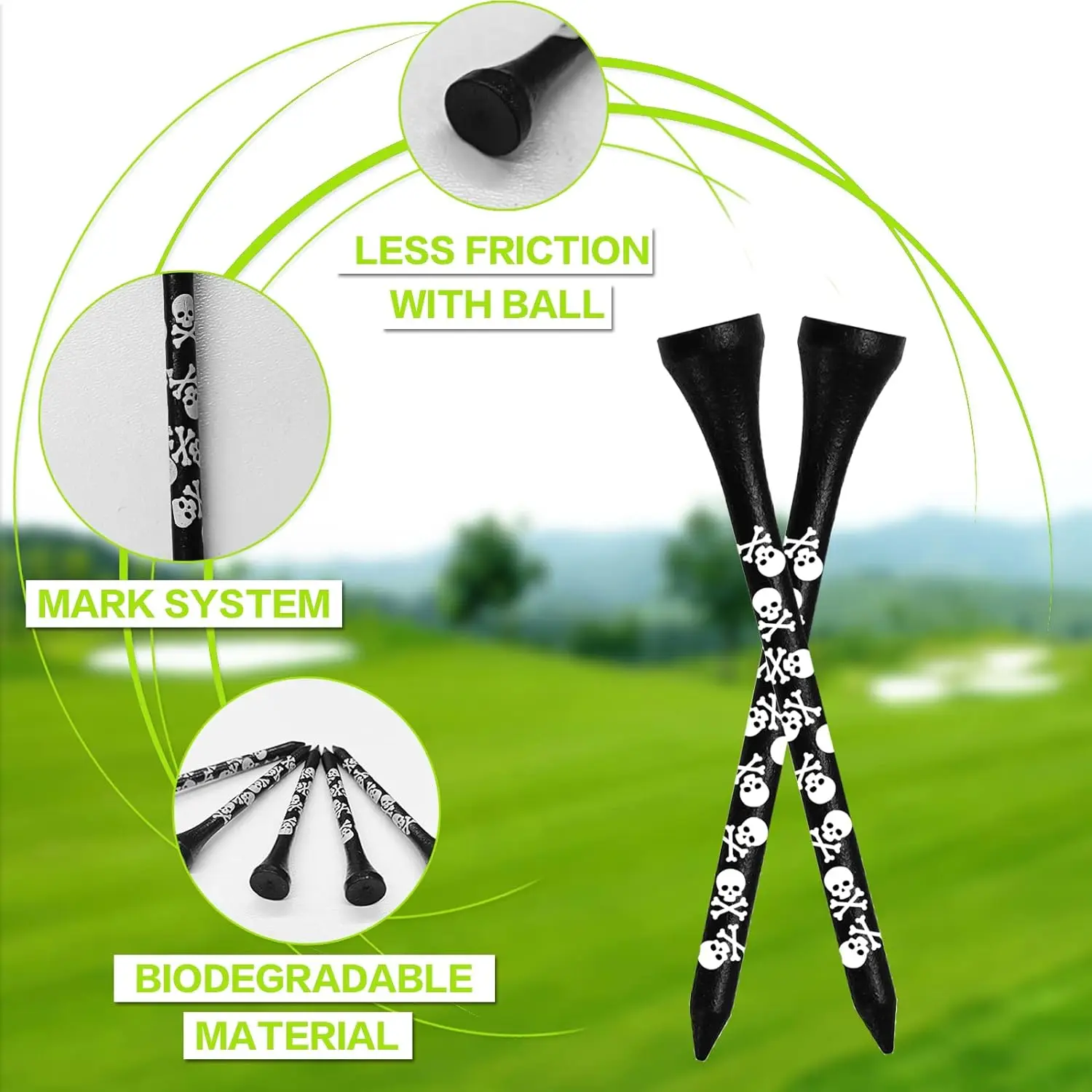 Golf Tees Wood 3 1/4 2 3/4 Inch Bamboo Tee Value 50 Pcs,Durable Colored Wooden Tee 70mm 83mm Used for Practice Mat Driving Range 4