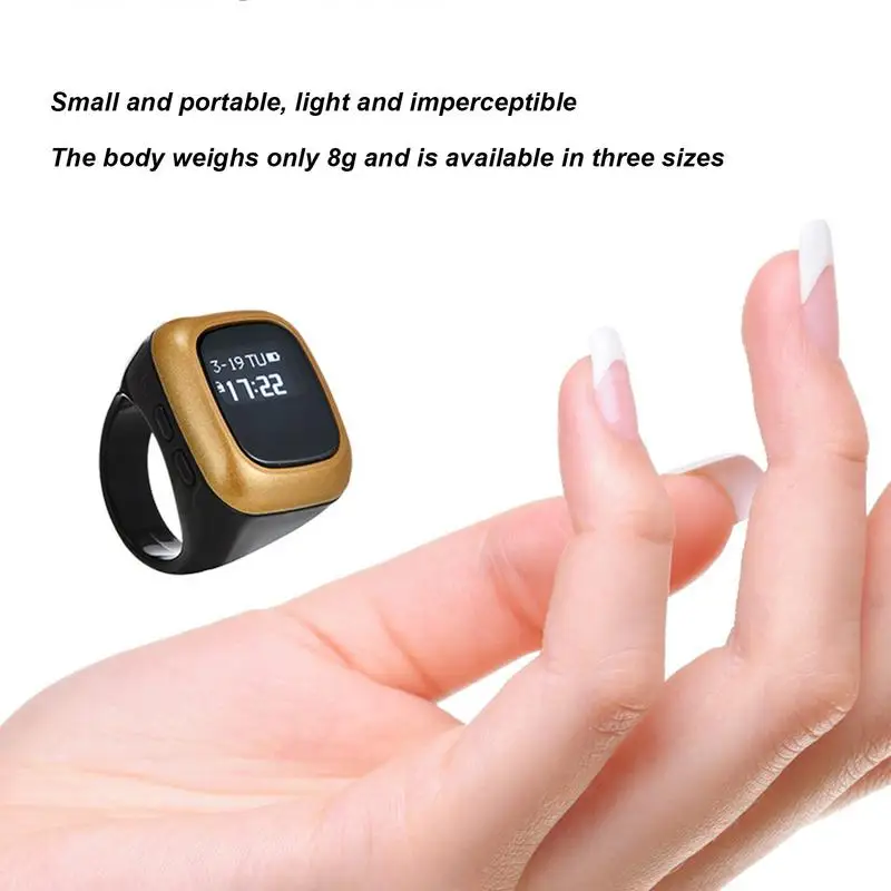Smart Digital Prayer Counter Ring with Time Display