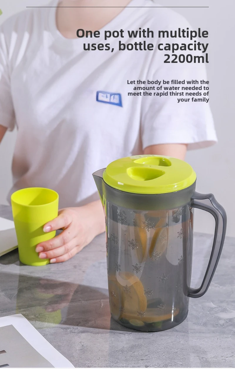 Water Jug Cold Water Pot Large Capacity Plastic Jug High-temperature Resistant Cup Set Juice