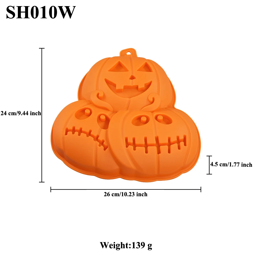 Halloween Silicone Cake Mold, Pumpkin Skull Bat Tombstone Ghost Spider Witch Shape Choc... - SKU HSCM1908 - UGI Packaging