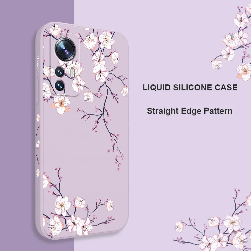 Elegant Plum Blossom Liquid Silicone Phone Case - Premium Protective Cover
