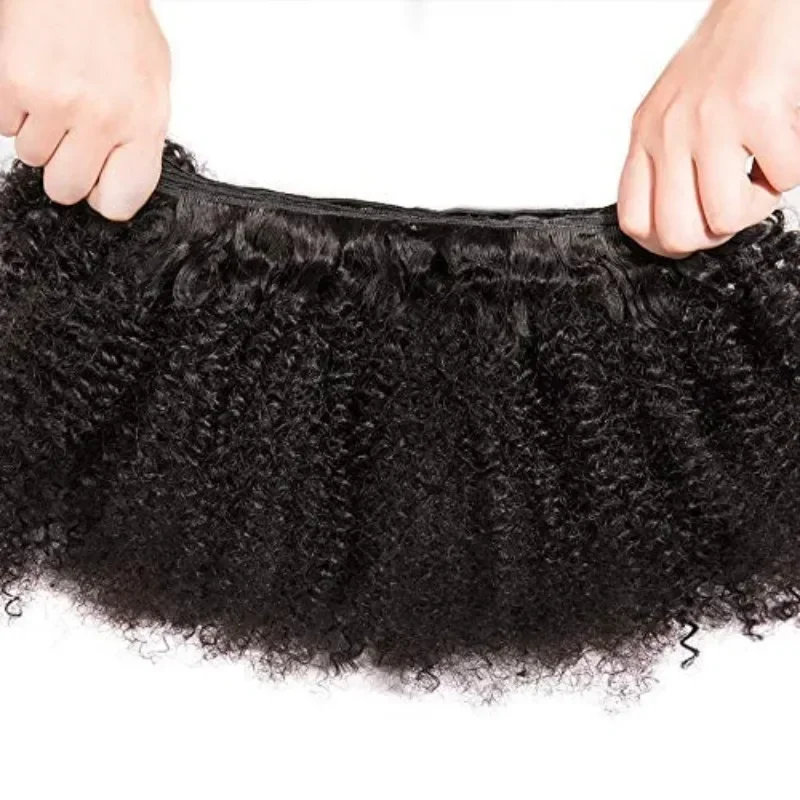 Extension per capelli umani Afro Kinky Curly, colore naturale, 1 pezzo, 10-22 pollici, capelli vergini Remy brasiliani, doppia trama. - immagine 6