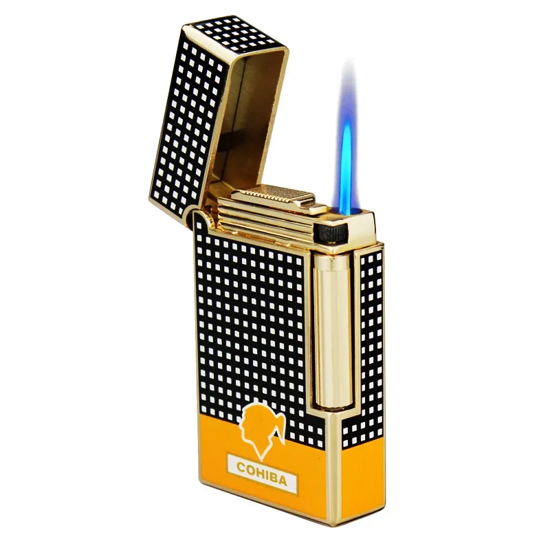 

COHIBA Cigar Lighter Piano Sound Grinding Wheel Flint Lighter Metal Windproof Cigar Lighter Smoking Men's Gift Cigar Accessories