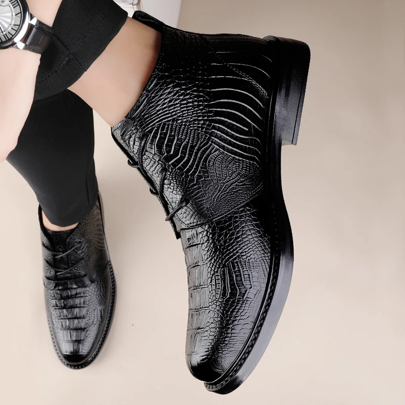 High Quality Genuine Leather Men Chelsea Boots Luxury Italian Casual Shoes Business Men's Boots Brand Dress Ankle for Male