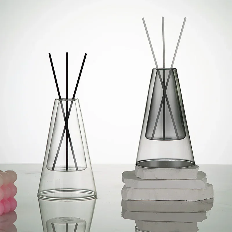 Transparent Aromatherapy Diffuser Bottle Glass Essential Oil Organizers Storage Containers Hydroponic Flower Pot Home Decoration