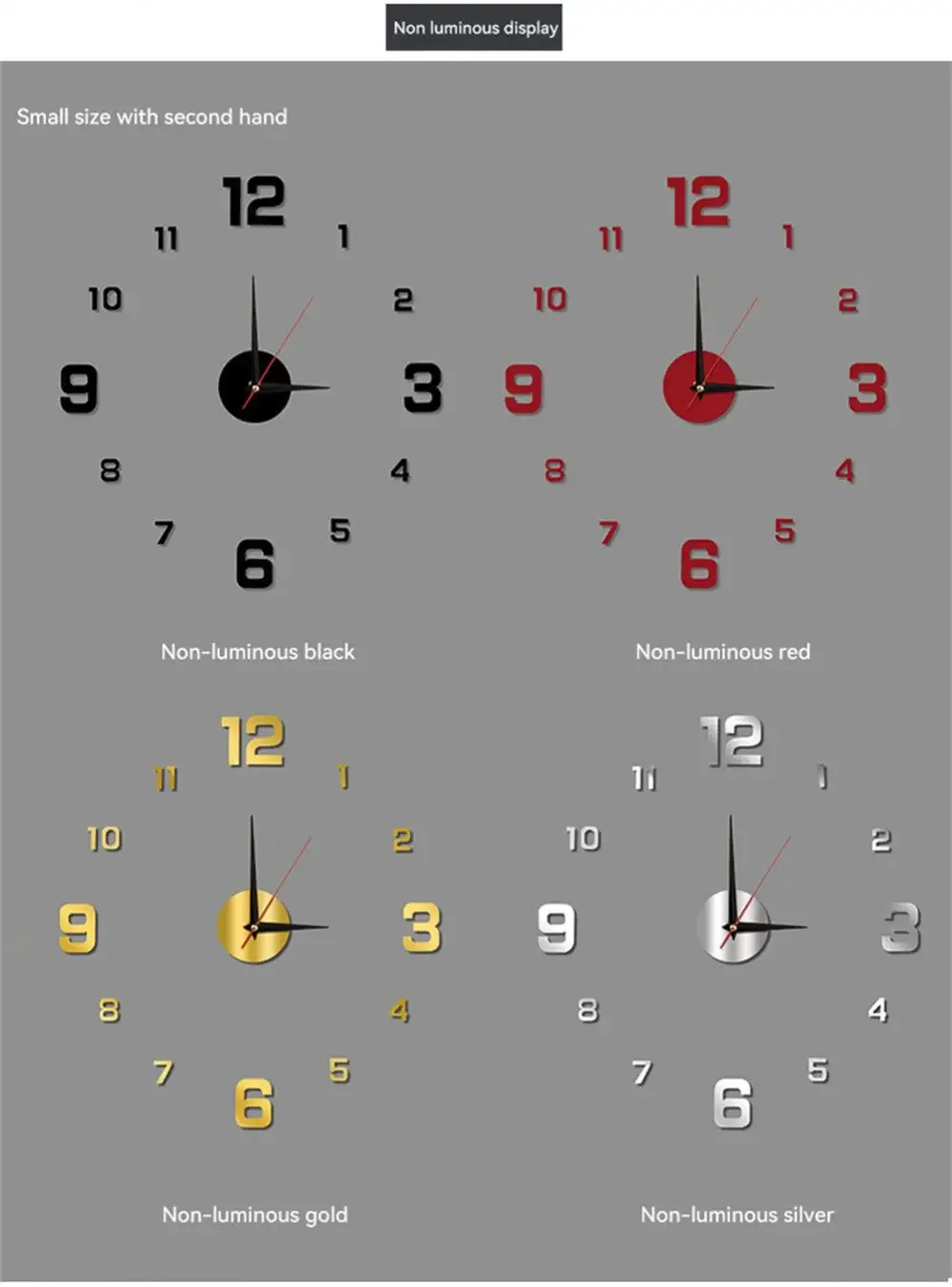 Description Picture 4 of itemLarge Wall Clock 3D Luminous Frameless Wall Clocks Digital Clock Wall Stickers Silent Clock Часы Настенные Duvar Saati 벽시계 ساعة