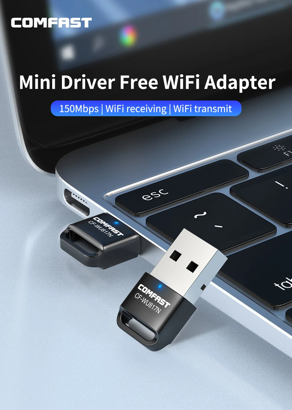 150mbps MT7603U/RTL8188 adaptador hálózati Megye rty USB wifi Adapter Megye Wi-Fi Rádióadó kulcs dongle antena Para PC Nyer 7 8 10 11