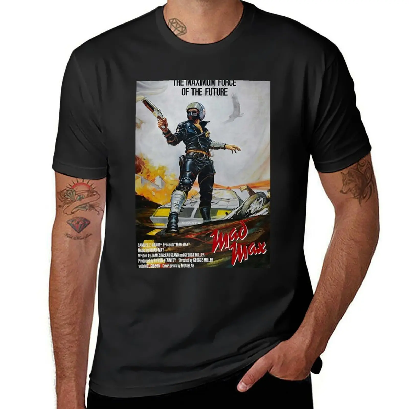 Originale Mad Max Poster T-Shirt Abbigliamento Vintage Ragazzi Bianchi Vintage Heavyweights Workout Shirts For Men