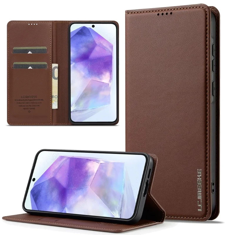 Magnetic Leather Wallet Phone Case with Card Holder
