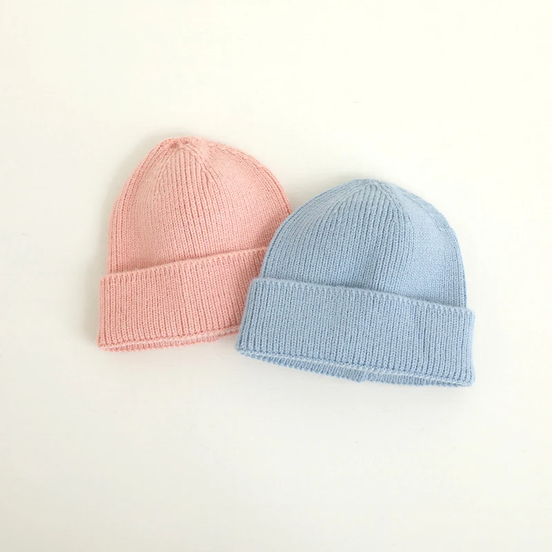 Candy Color Knitted Beanie for Kids Winter Warm Girl Boy Solid Knit Crocheted Skullcap Korea Style Children Bonnet Chapeaux 1-6T 5