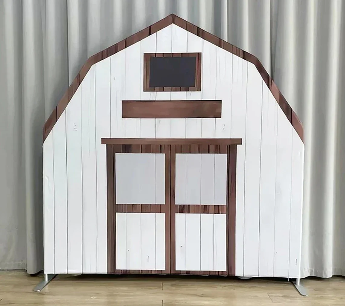 7ft Fram Barn Arch Background Frame DoubleSided Printing House Backdrop Cover for BabyShower Kid Birthday Christmas Decor