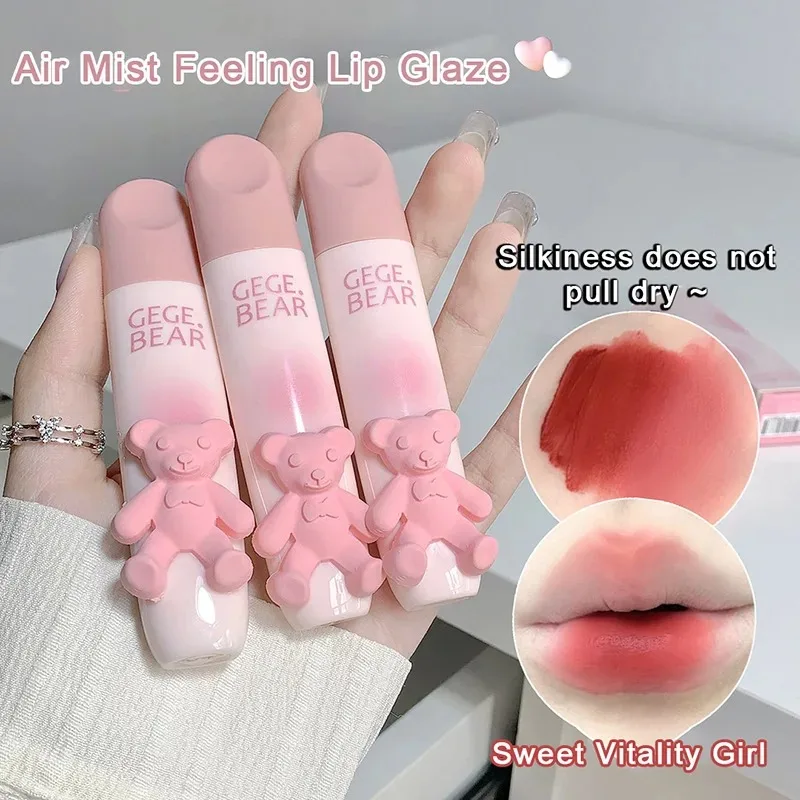 6 Color Girl's Velvet Matte Lipstick Blush Waterproof Long Lasting Cute Bear Lipgloss Non-Stick Cup Makeup Lip Tint Mud Cosmetic lip makeup lip glaze lip tint lip stain lip gloss