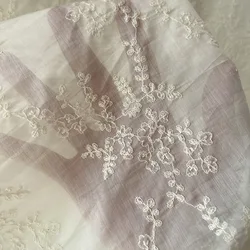 Elegant 1.3 - Meter Wide Cotton Embroidered Floral Fabric for Wedding Dresses and Accessories (Apricot)
