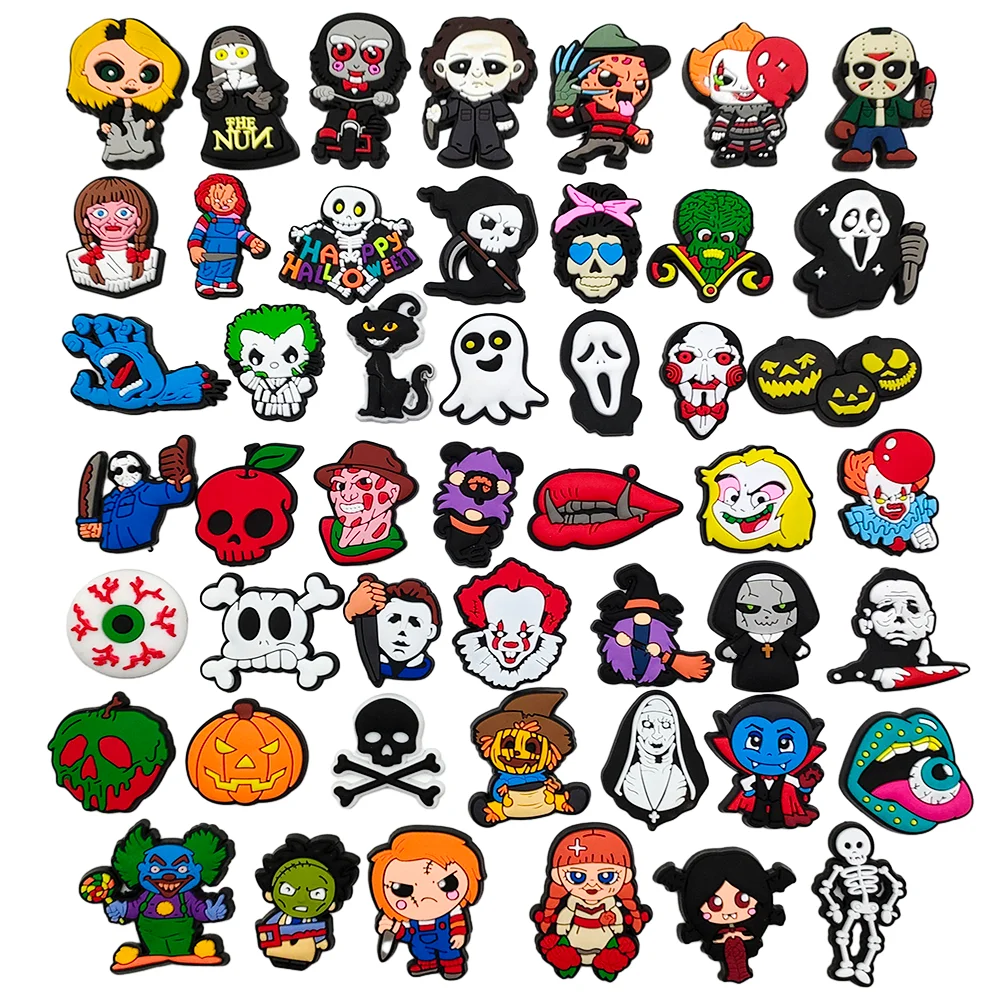 

Halloween Skull Pumpkin PVC Shoe Charm Sandals Accessories Diy Shoe Buckle Decor Fit Pins Jibz For Croc Charms Kids Party Gifts
