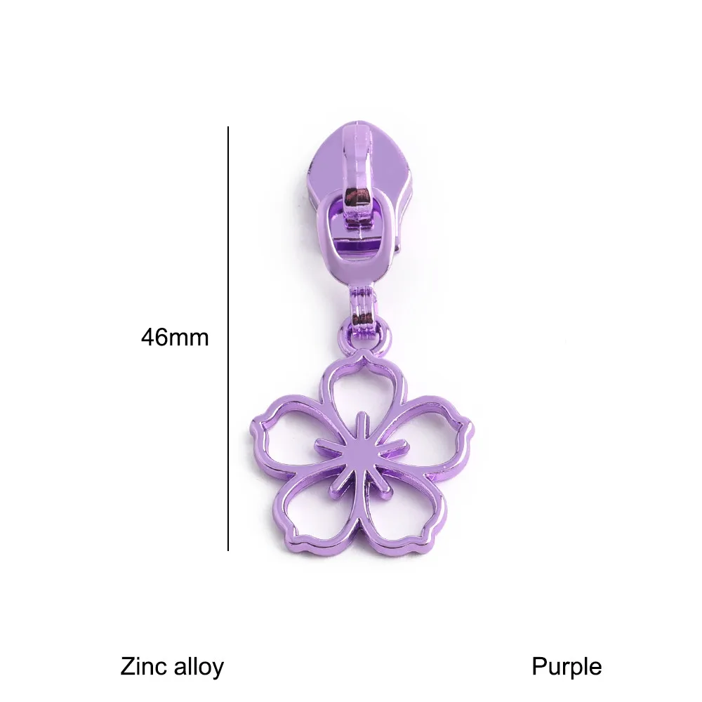 Metal Cherry Blossom Decorative Zipper Slider for Makeup Bags - Replaceable Heads DIY Accessories (5-20pcs)