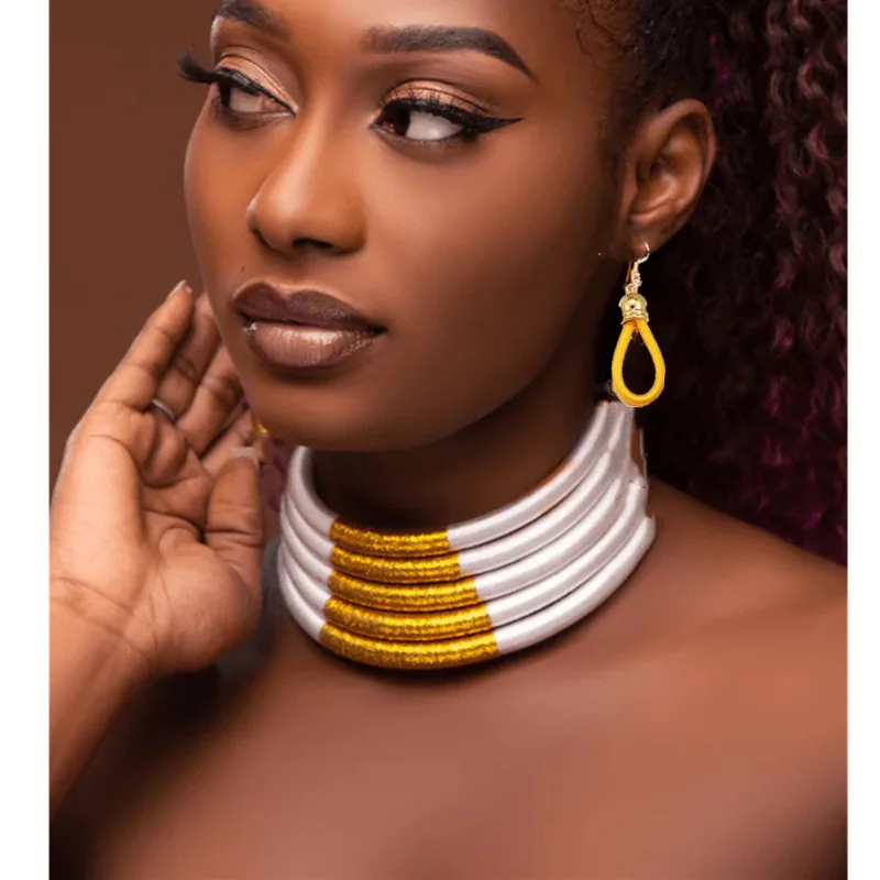 Liffly African Beads Jewelry Set For Women Necklace Earrings Multi